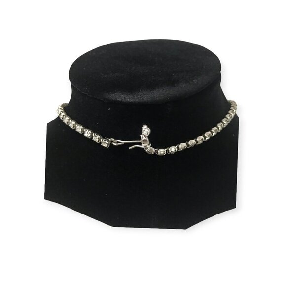 Mid-Century Vintage Rhinestone Necklace,  Blue Accents – Art Deco Revival Style - Picture 3 of 9